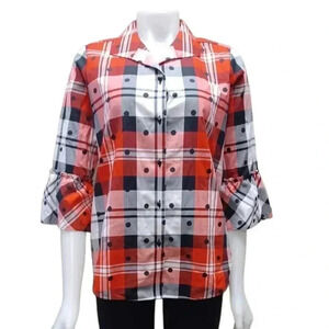 Foxcroft Plaid Wrinkle Free  Button Down Top Size 8